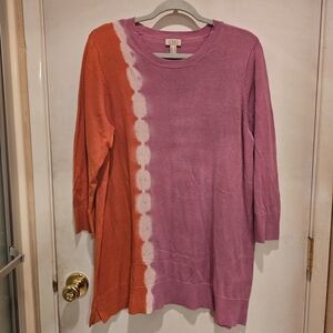 LOFT Pink & Orange Tie-Dye Sweater Tunic